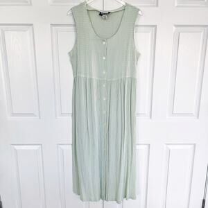 Vintage Clues Collections Mint Green Gingham Button Front Midi Dress